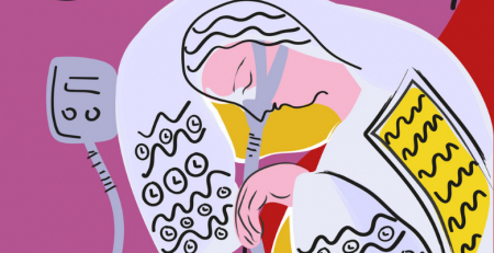 O tratamento da apneia obstrutiva do sono, aqui representado por um dispositivo facial (CPAP), recupera as oscilações bem definidas e a serenidade do sono. (Adaptado do quadro “The Dream&quot; de Henri Matisse, 1940). [designer Gil Costa]